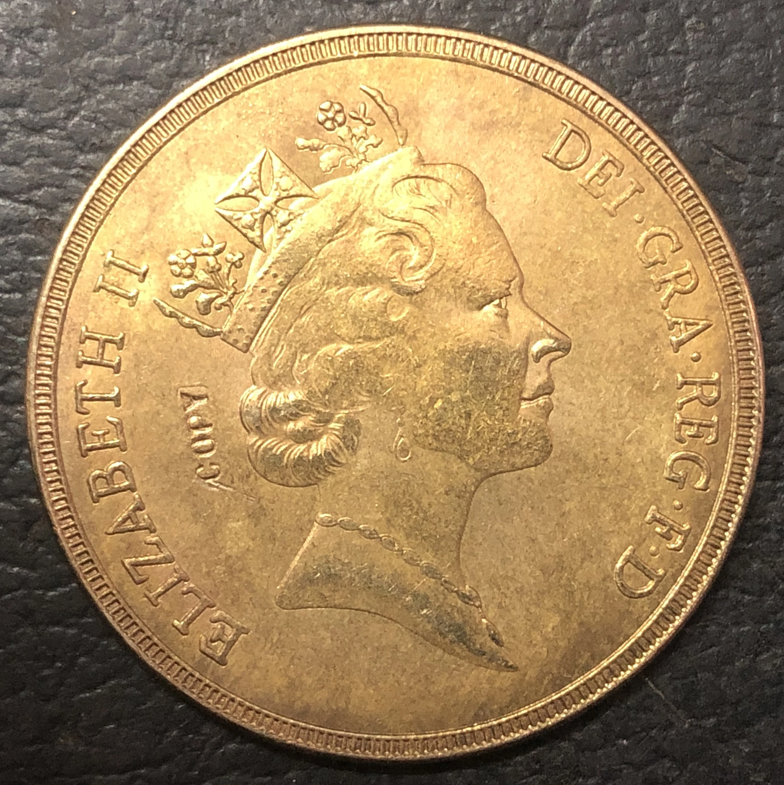 5 фунтов Великобритания Elizabeth II (3 й портрет Серия Sovereign) Золотая монета|coin coins|coin