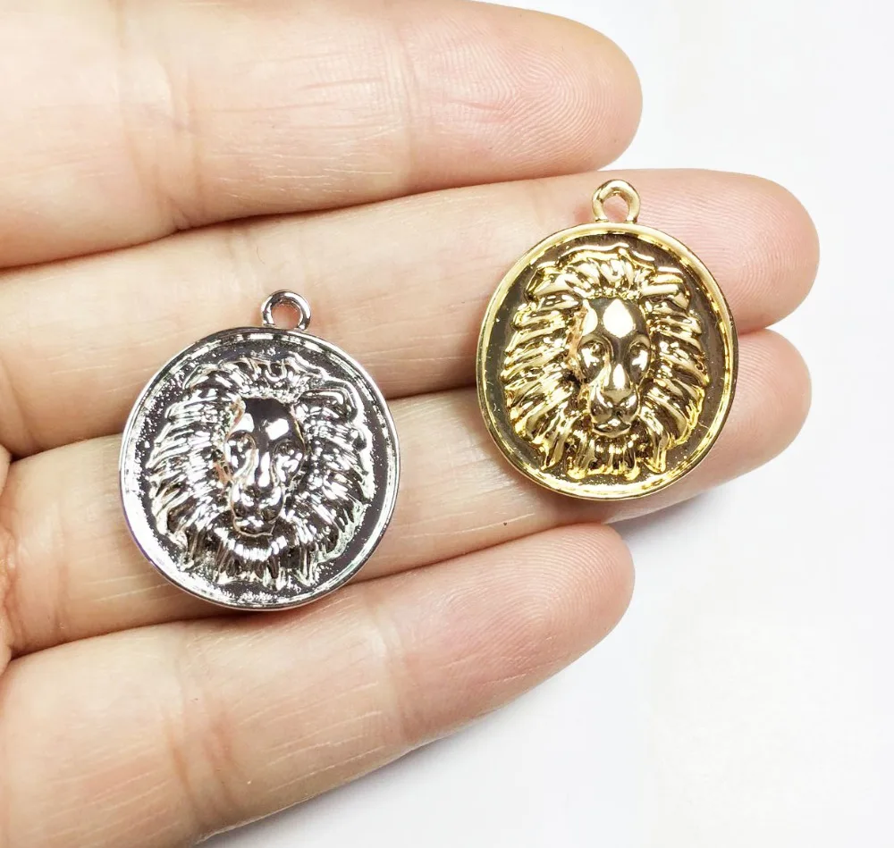 

Eruifa 10pcs 22mm Lion Head Zinc alloy DIY Charms Pendant Jewelry handmade DIY 2 Colors
