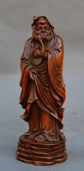 

Crafts statue 7" Old China Buddhism Boxwood Carved Arhat Damo Bodhidharma Dharma Buddha Statue