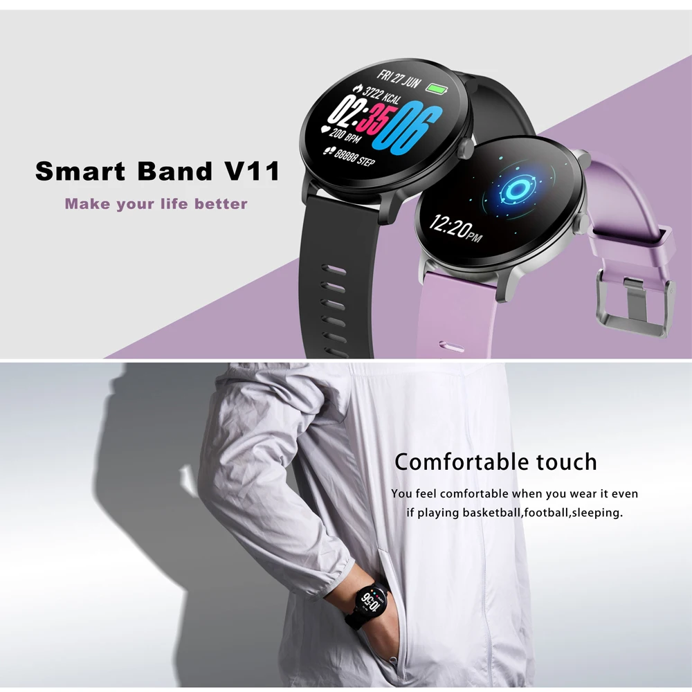 SCELTECH V11 Smart Watch Men Heart Rate Waterproof Weather Fitness Tracker Clock Smartwatch For IOS Android Wearable Devices
