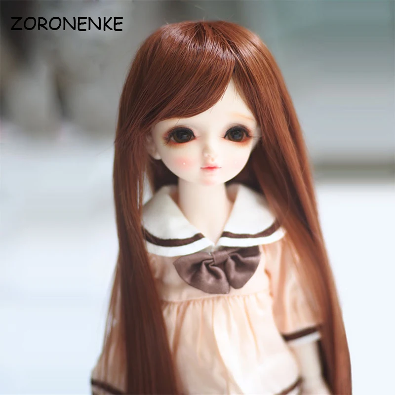 

ZORONENKE Top Quality 1/3 1/4 1/6 Bjd SD Doll Wig Brown Colors Straight High Temperature Wire For Dolls Accessories