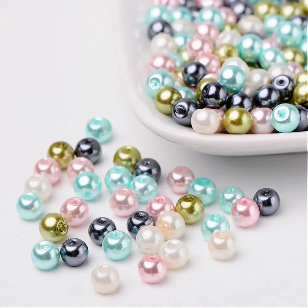 Pastel Mix Pandahall 200 шт жемчужные бусины из перламутрового стекла для изготовления ювелирных изделий, браслетов и ожерелий смешанных цветов 6 мм отверстие: 1 мм - Цвет: Pastel Mix