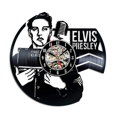 New Horloge Murale Saat Elvis Presley Wall Clock Design For Vinyl Record The King Of Rock Clocks Watch Home Decor 12 Inch - Цвет: Type I