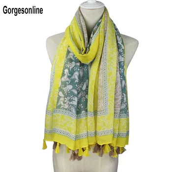 

Fashionable cute flower paisley women cotton scarf wholesale