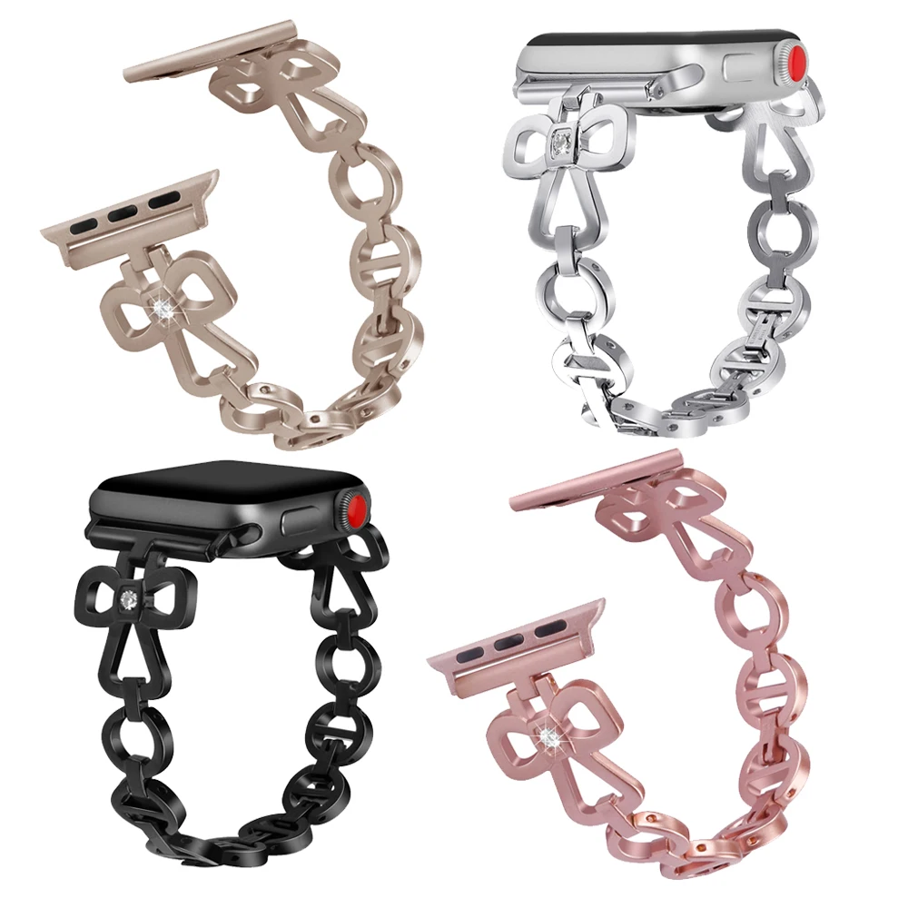 Tschick Bling Ремешок для Apple Watch группа 38 мм 40 серии 4 3 2 1, алмазный горный хрусталь Нержавеющая сталь металлический браслет