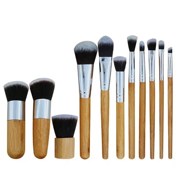 

11pcs Natural Bamboo Makeup Brushes Set Professional Brusher Kwasten Kabuki Brush Cosmetic Kits Power Foundation Blending Tool