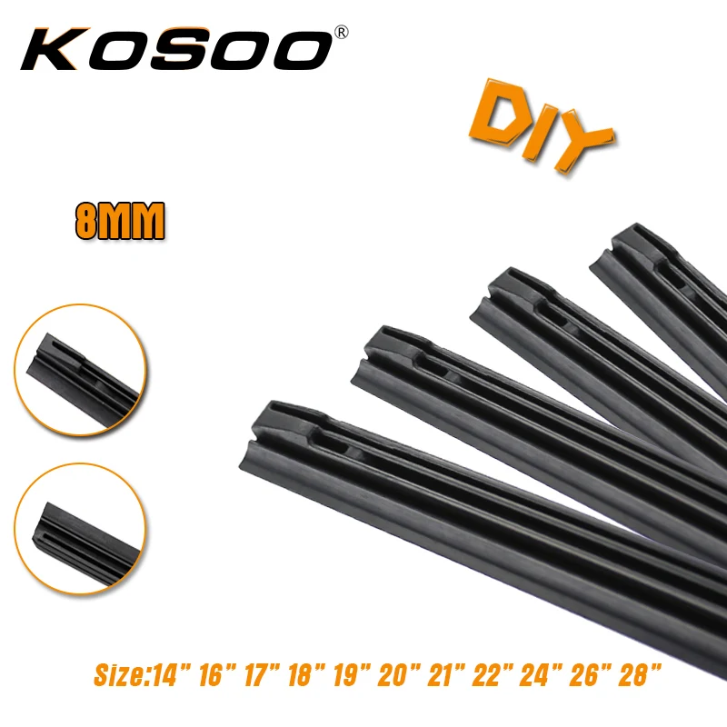 KOSOO 1pc 8MM Diy Auto Car Windscreen Wiper Blade Replacement Strip,3 Section Rubber 14\ KOSOO 1pc 8MM Diy Auto Car Windscreen Wiper Blade Replacement Strip,3 Section Rubber 14\
