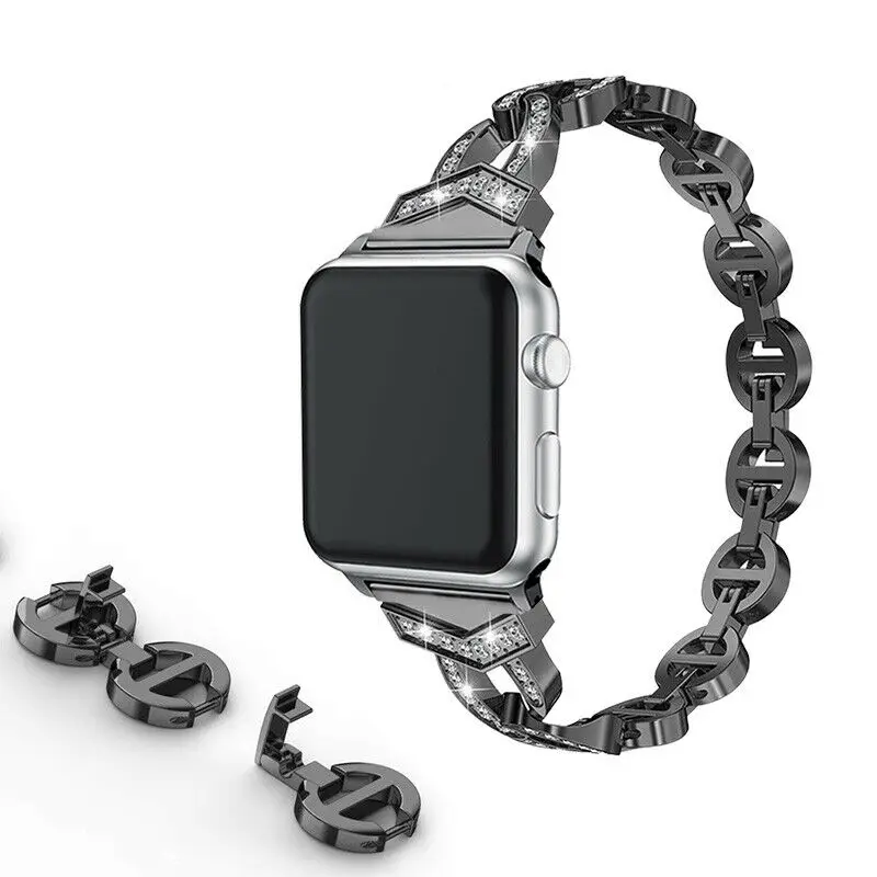 Essidi, женский браслет из нержавеющей стали, ремешок для Apple Watch, 1, 2, 3, 4, 5, для девочек, блестящие металлические часы, ремешок, петля для Iwatch 1, 2, 3, 4, 5