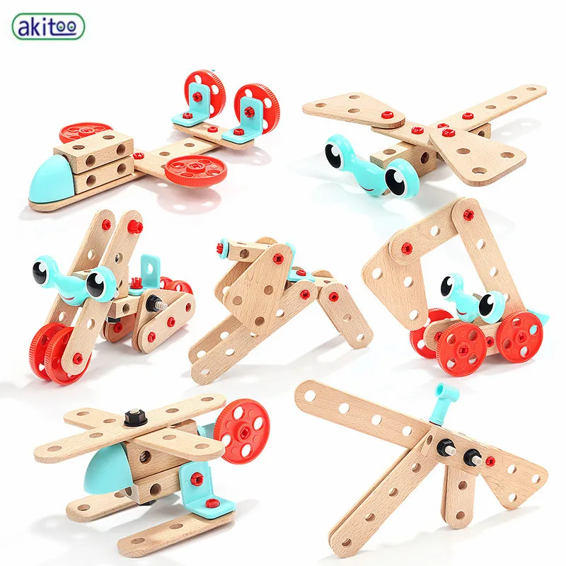 Akitoo детская гайка комбинация разборка toolbox винт разборка сборка детские руки-на развивающие игрушки#3211
