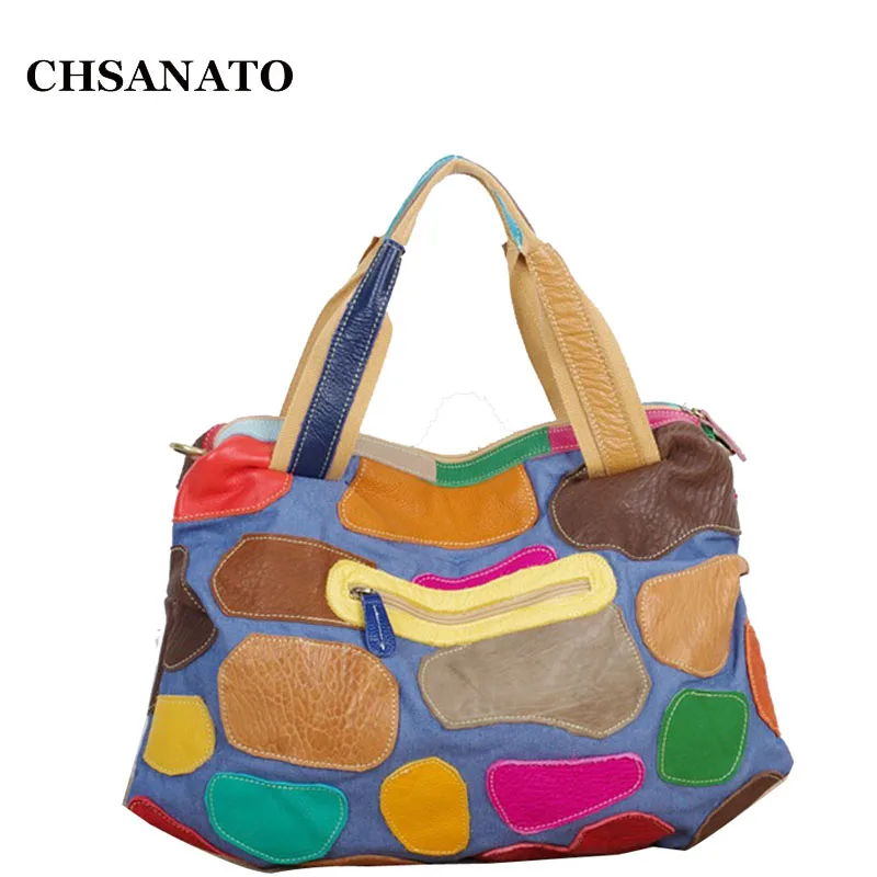 CHSANATO Women Leather Tote Bags Ladies Designer Handbags High Quality Lady Purses Colorful ...
