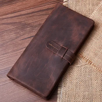 

New high quality European and American style unisex wallet retro purse genuine leather casual wallets business clutch bag