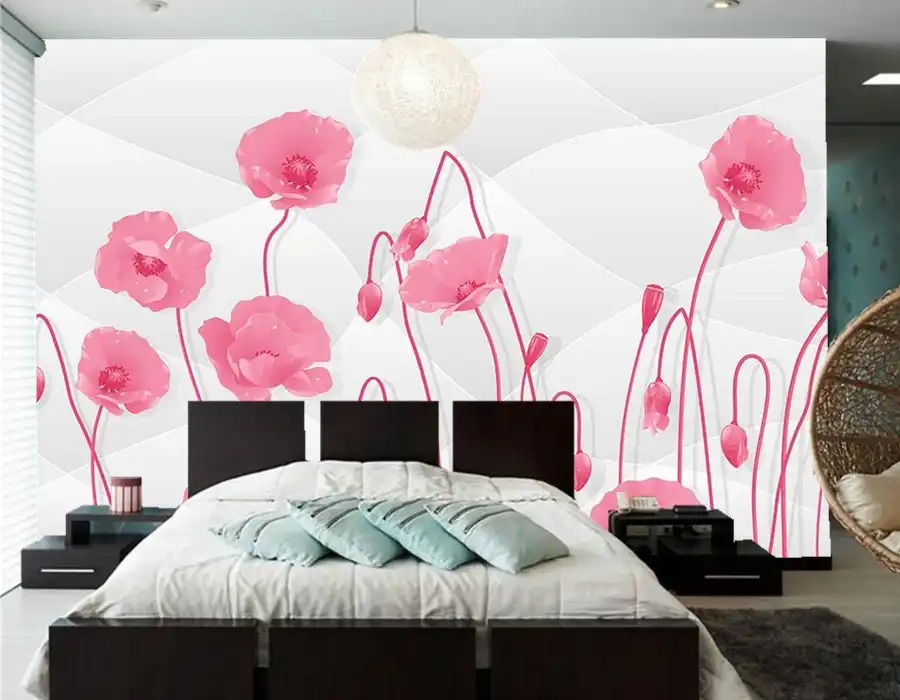 Fresh Aesthetic Pink Flowers Modern 3d Wallpaper Papel De Parede Living Room Sofa Tv Background Wall Bedroom Large Murals Aliexpress