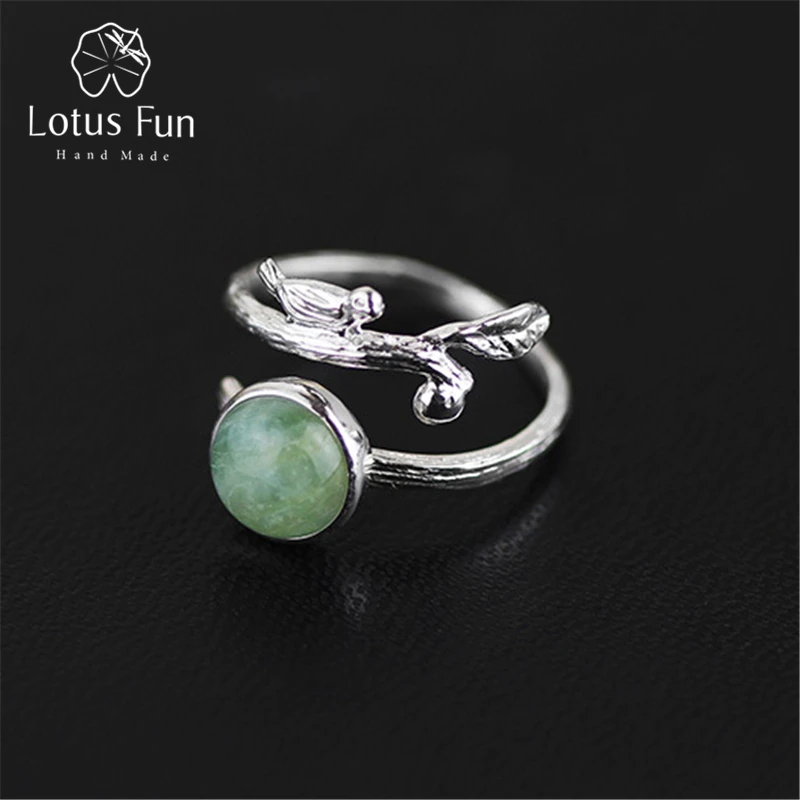 

Lotus Fun Real 925 Sterling Silver Natural Beryl Stone Creative Handmade Designer Fine Jewelry Vintage Rings for Women Bijoux