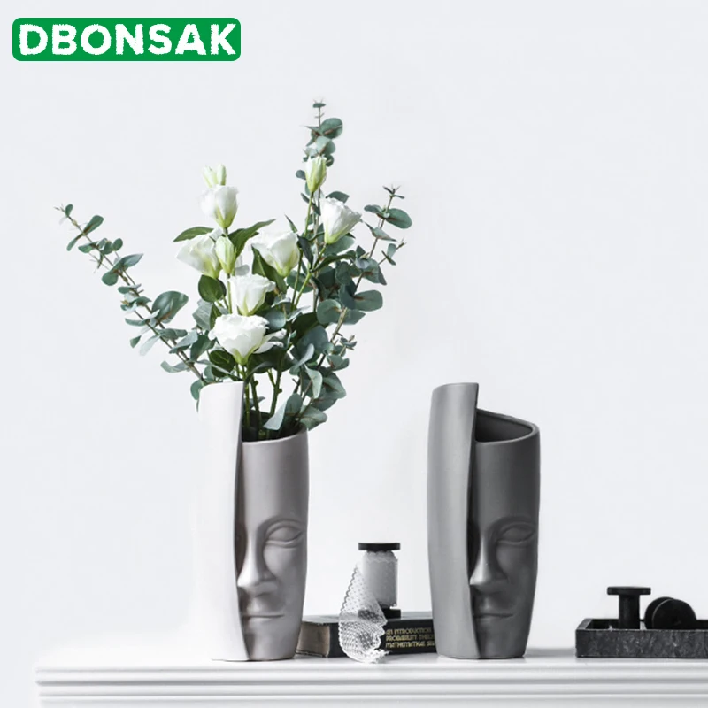 Ceramic Vase,Artificial Body Vase Nordic Style Sculpture Ceramics Statue Flower Vase Face Pots Bust Head Shaped for Birthday Gifts Home Office Decoration Ceramic Vase,Artificial Body Vase Nordic Style Sculpture Ceramics Statue Flower Vase Face Pots Bust Head Shaped for Birthday Gifts Home Office Decoration