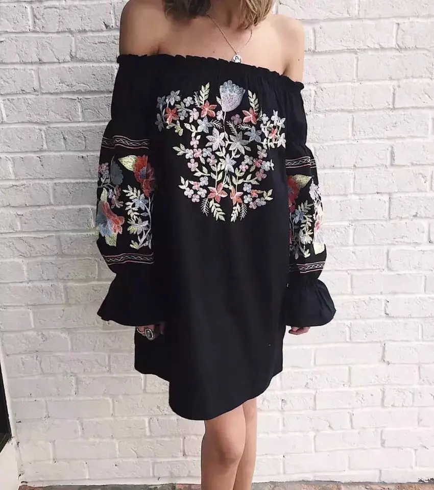 Slash neck Mini dress_0