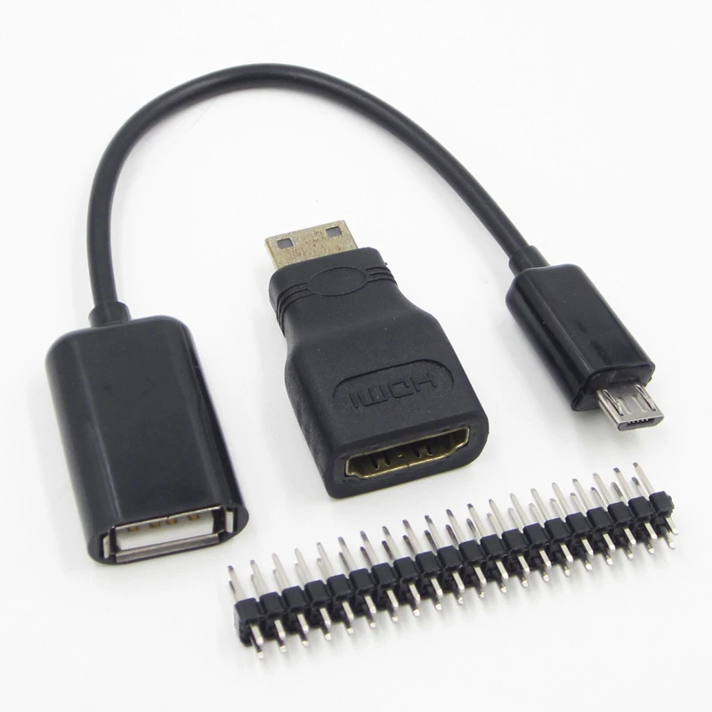 

3 in 1 Raspberry Pi Zero Kit Mini HDMI to HDMI Adapter + Micro USB+GPIO Heade for camera monitor projector notebook