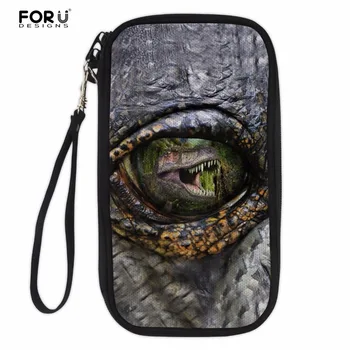 

FORUDESIGNS Cool 3D Animal Dinosaur Men Clutch Wallet Big Eyes Pattern Mens Long Zippers Money Bags Passport Card Holder Purse