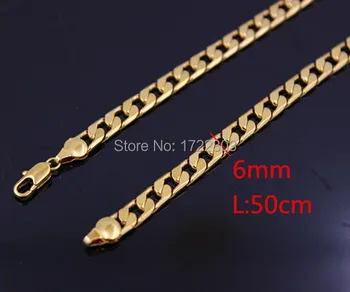 

Bangrui Common Jewelry Chain Unisex Style 6mm Necklace&Bracelet Set Yellow Color Figaro Chain Necklace