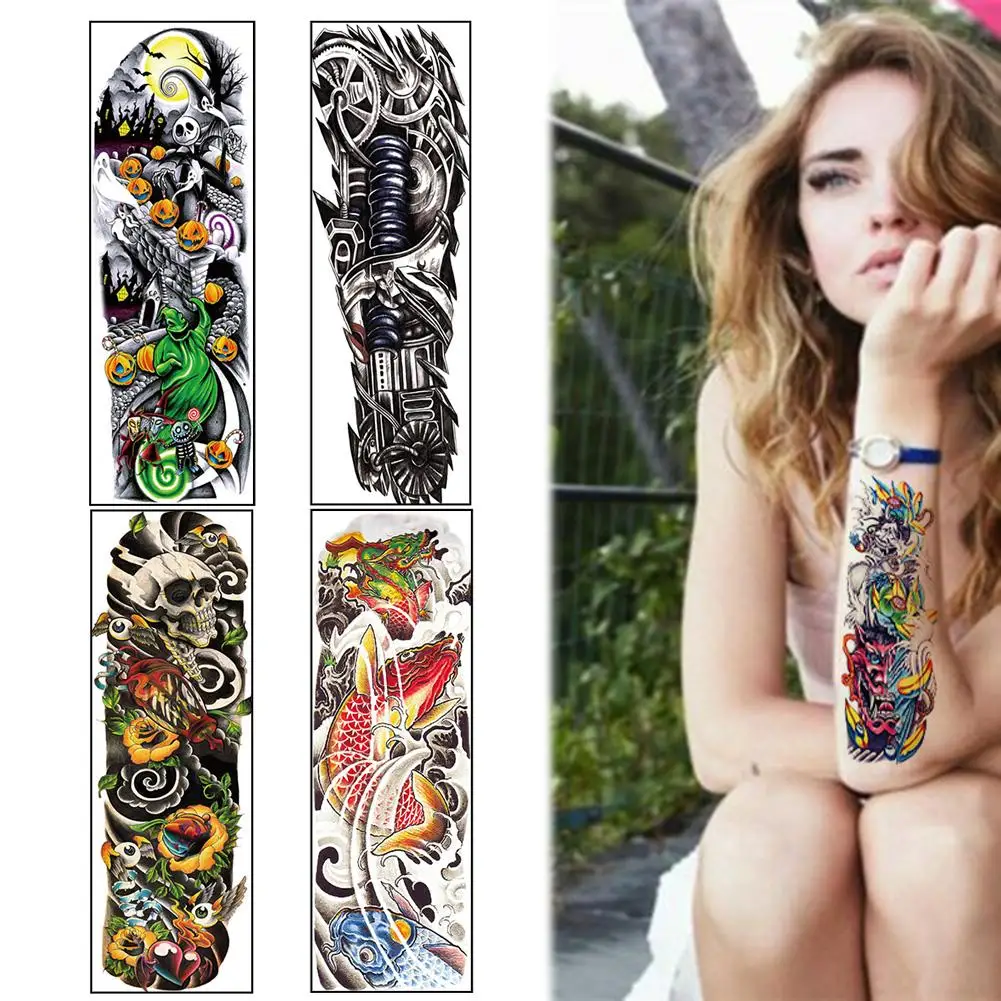 

5 Sheets Full Arm Leg Temporary Waterproof Tattoos Art Stickers Removable Sleeve