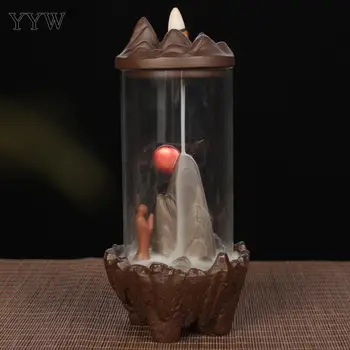 

Purple Sand Incense Burner Backflow Cones Incense Stick Cone Holder Censer Incenso Buddha Aroma Burner With Transparent Acrylic