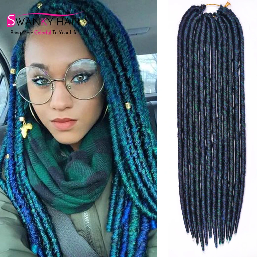18" Black/Green Havana Mambo Faux Locs Crochet Braids 