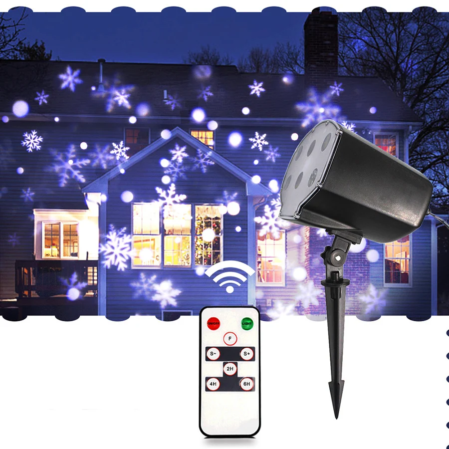 Us 53 87 25 Off Thrisdar New Outdoor Snowfall Projector Lamp Ip65 Moving Snow Snowflake Stage Light Laser Spotlight In