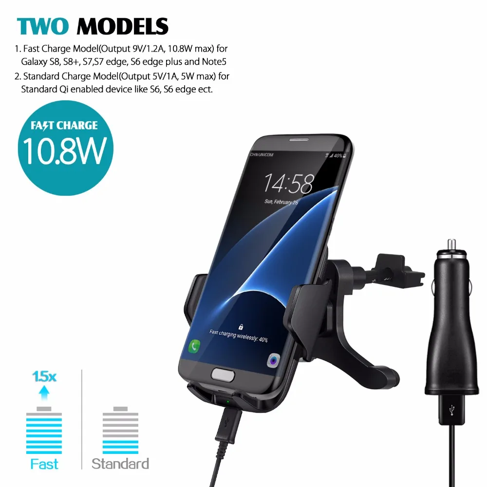 

2019 Qi Wireless Car Charger Charging Dock Pad Phone Chargers for Samsung Galaxy S8 S7 S6 Edge Plus Nexus Fast charger