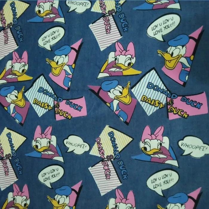 50x140cm Donald Duck and Daisy Duck Printed denim Cloth Washed Cotton