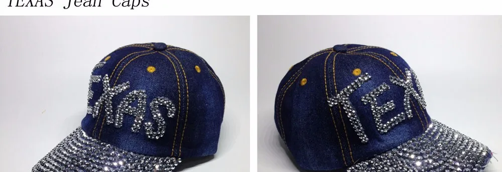 Высококачественная повседневная Модная Джинсовая шляпа для женщин джинсовая бейсболка со стразами шляпа женские джинсы бейсболка s бейсболка YY60061