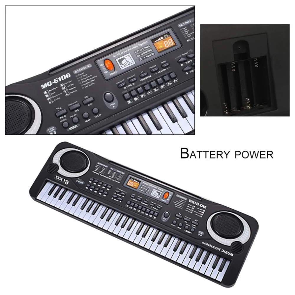  TSAI 61 Keys Electronic Music Keyboard Electric Organ With Microphone Children Musical Instrument E