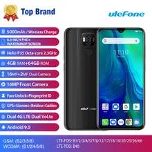 Ulefone 6350 мАч Мобильный телефон Android 9,0 Pie 6," FHD Helio P35 Восьмиядерный 4 Гб+ 64 Гб 16 МП NFC 4G смартфон