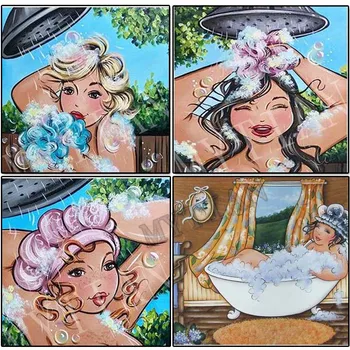 

New"Bathing fat woman"embroidery pattern home decor full square/round diamond 5D diy paintings cross stitch mosaic wall stickers