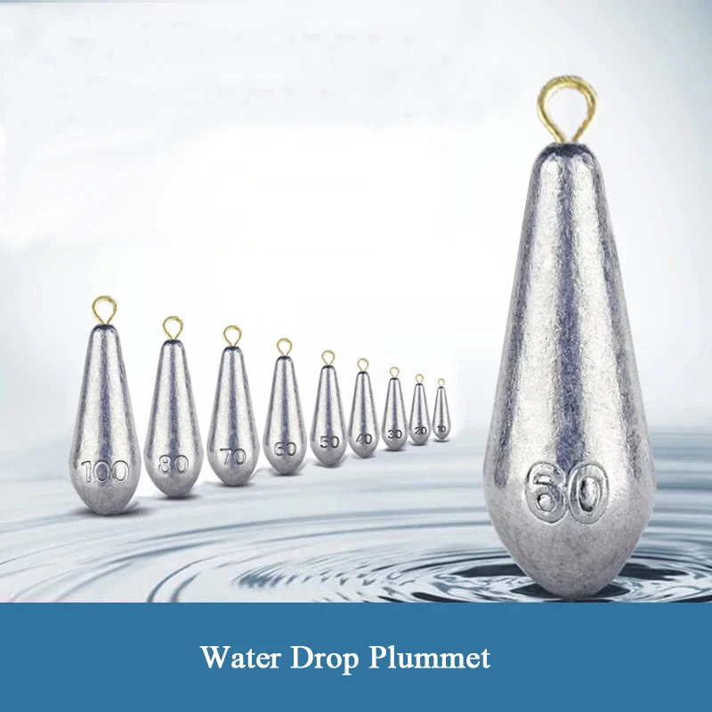 

5pcs/lot 10g-50g Fishing Sinker Lead Water Drop Plummet With Loop Fishing Tackle Box Accessories