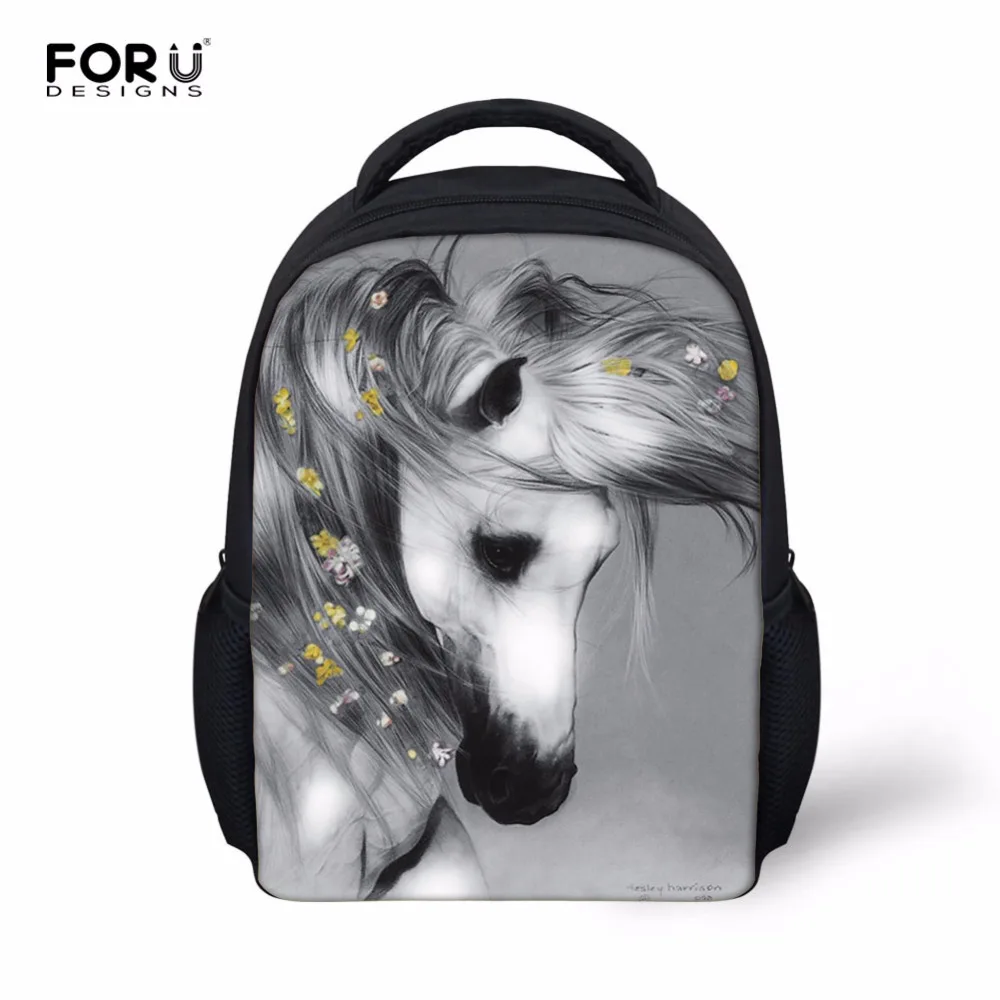 

FORUDESIGNS Zoo Horse Printing Backpack Girls Fashion Bagpack Children Preppy Style Rucksack for Kids Knapsack Mochila Escolar