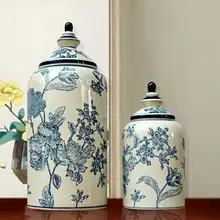 Новая китайская Классическая Ручная роспись элегантные и свежие вазы с декоративным горшком для хранения синий и белый фарфоровый керамический кувшин, ваза