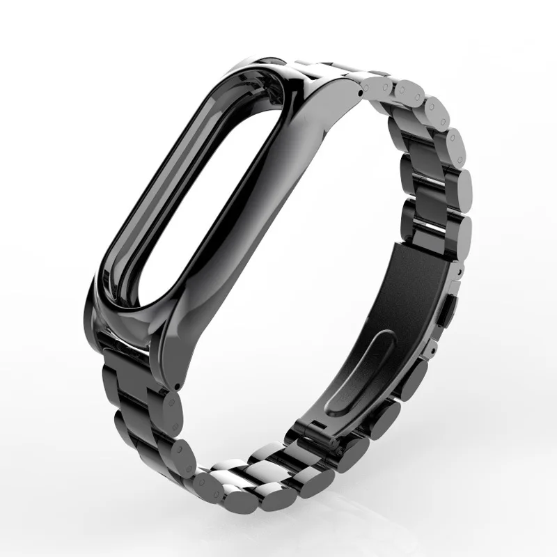 Плюс металлический ремешок из нержавеющей стали для Xio mi band 2 умный Браслет ремешок для часов Безвинтовой браслет Xio mi Band 2 Сменный ремень - Цвет: Black