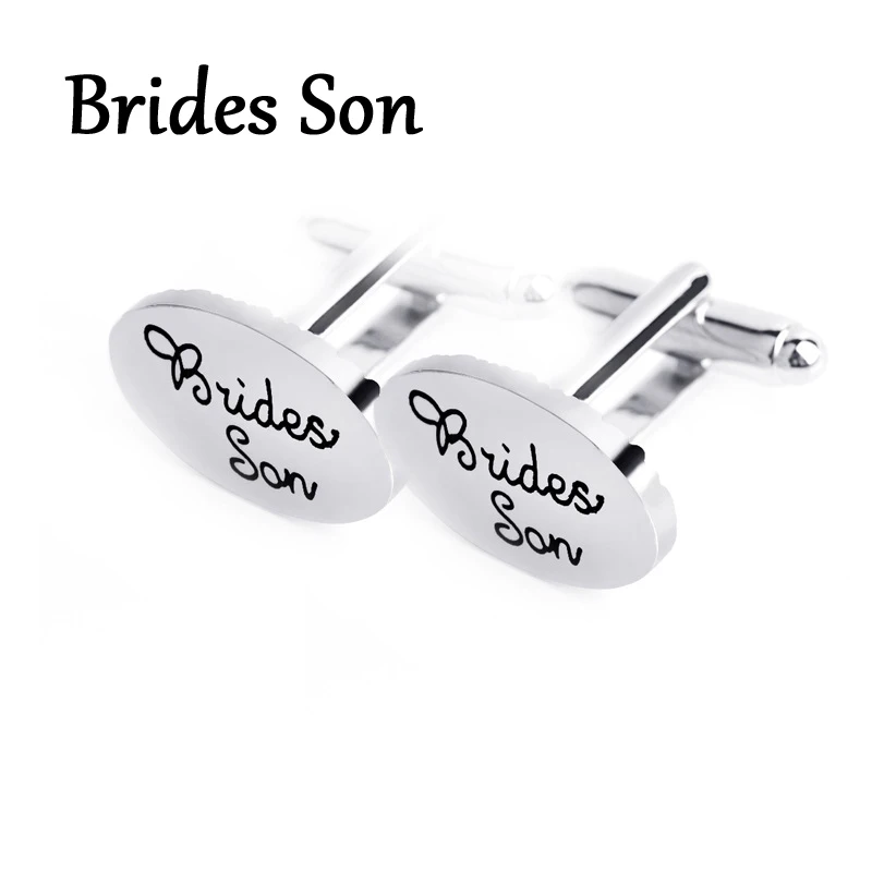 Brides Son 13 стильные мужские модные серебряные овальные Свадебные украшения запонки для жениха/лучшего человека/лучшего друга запонки для французских рубашек высокого качества - Окраска металла: Brides Son