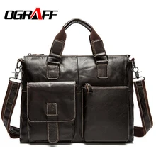OGRAFF Genuine Leather Bag Men Handbag Designer Briefcase Men Messenger Bag Men Leather Shoulder Bag 2017 Handbag Male Bag