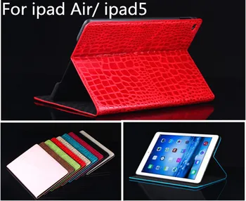 

freeshipping 2015 New fashion case for ipad 5 Luxury hot sell Crocodile case cover For Apple ipad air ipad5 with stand+1pcs film