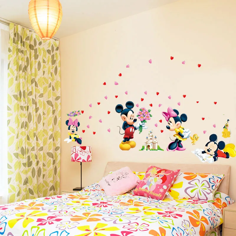 1 шт. Микки Минни Маус Детские домашние наклейки мультфильм наклейки на стену для детской комнаты детская спальня настенные художественные наклейки на выключатель