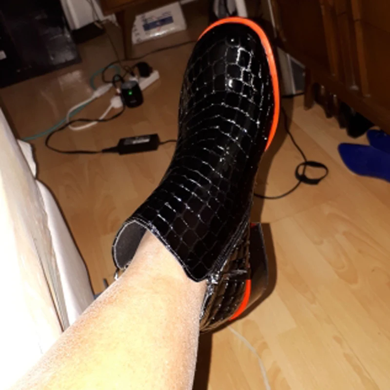 Женские ботильоны Большие размеры 22-28 см Модные Черные из натуральной кожи