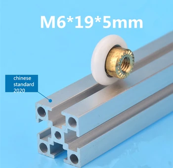 

5pcs 6*19*5mm kossel K800 M6 thread nylon pulley plastic bearings for 3D printer standard 2020 bearing wrapped rubber wheel