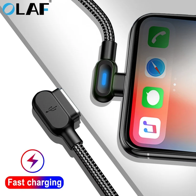 أولاف المصغّر usb كابل 2A سريع الحبل مزامنة بيانات كابل ل سامسونج هواوي Xiaomi LG Andriod 90 درجة المصغّر usb الهاتف كابل