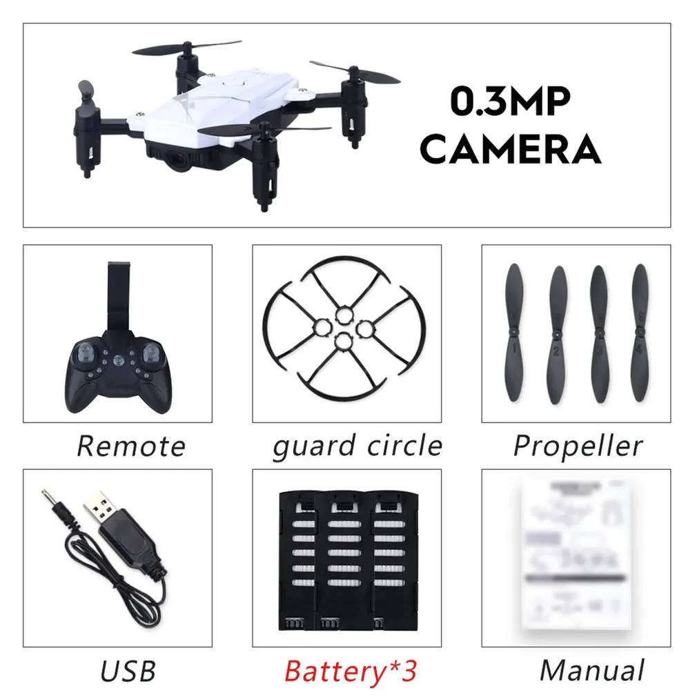 

LF602 2.4G Mini FPV Foldable RC Drone Aircraft with 0.3MP/720P HD Wifi Camera Gesture Selfie Altitude Hold 3 Battery Quadcopter