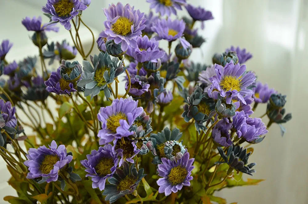

Artificial Flowers Daisy Flower simulation autumn color malacharia purple blue boite dragees de mariage akcesoria kuchenne