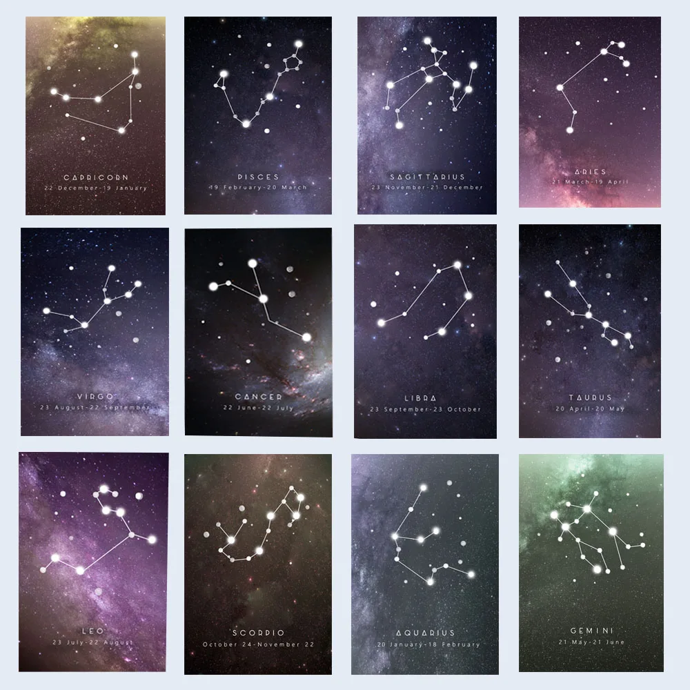 

SELFLESSLY Twelve Constellations Canvas Painting Abstract Art Nebula Wall Art Prints Poster For Living Room Modular Pictures