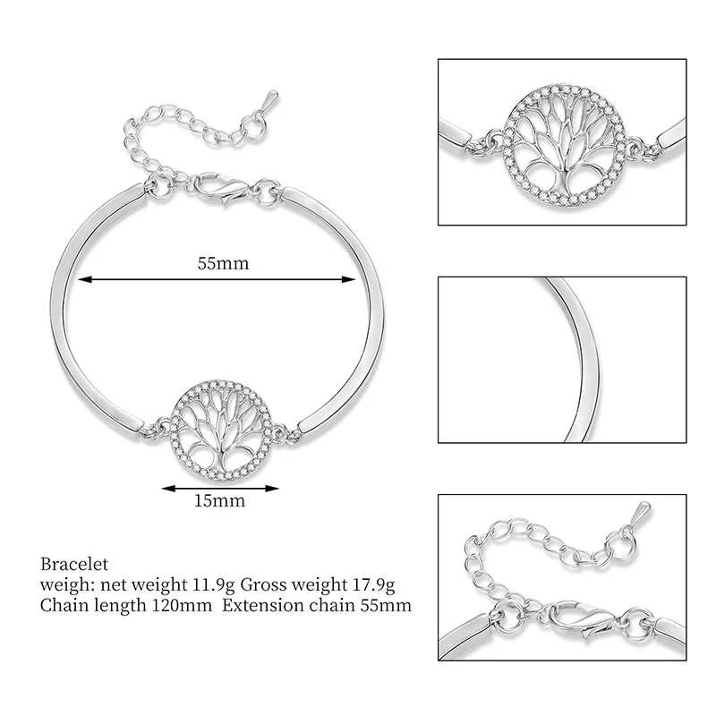 Древо жизни браслет-цепочка pulseras mujer простой серебряный браслет и браслет регулируемые Стразы браслет с кристаллами для женщин