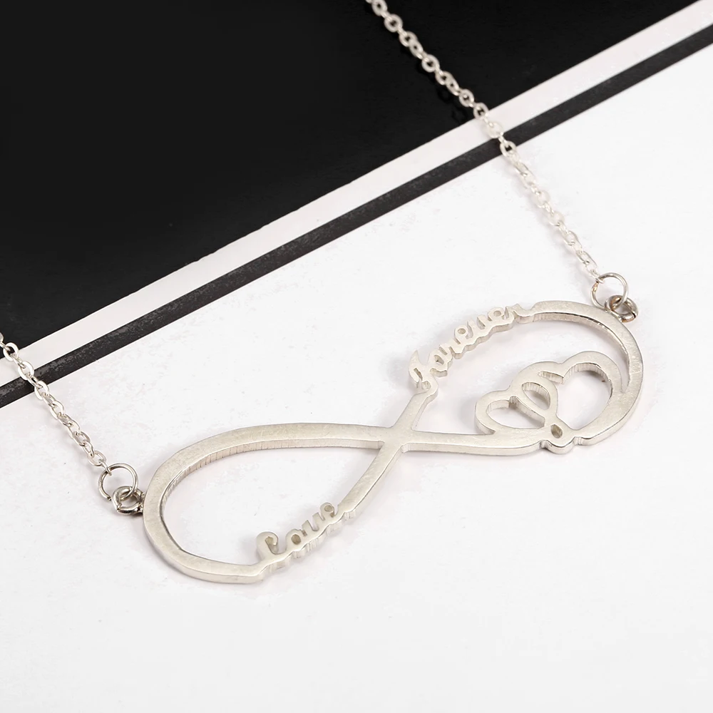 L11 925 Sterling Silver Infinity Personalized Name Necklace for Woman Customized Two Name Nameplate Necklace Custom Lover Gift (3)