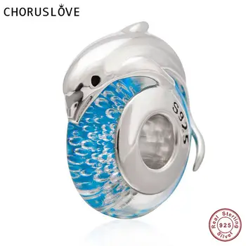 

Choruslove 925 Sterling Silver Jumping Dolphin on Blue Sea Charm Bead fit Pandora Ocean Style Bracelets for Girl Gift SS3616