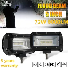 CO LIGHT LED Bar 5 inch 72W LED Work Light Bar Flood Auto Driving Light for